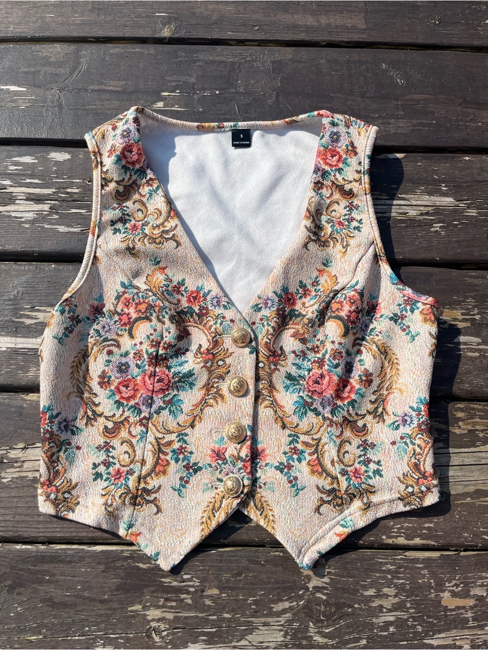 Embroidery style floral vest